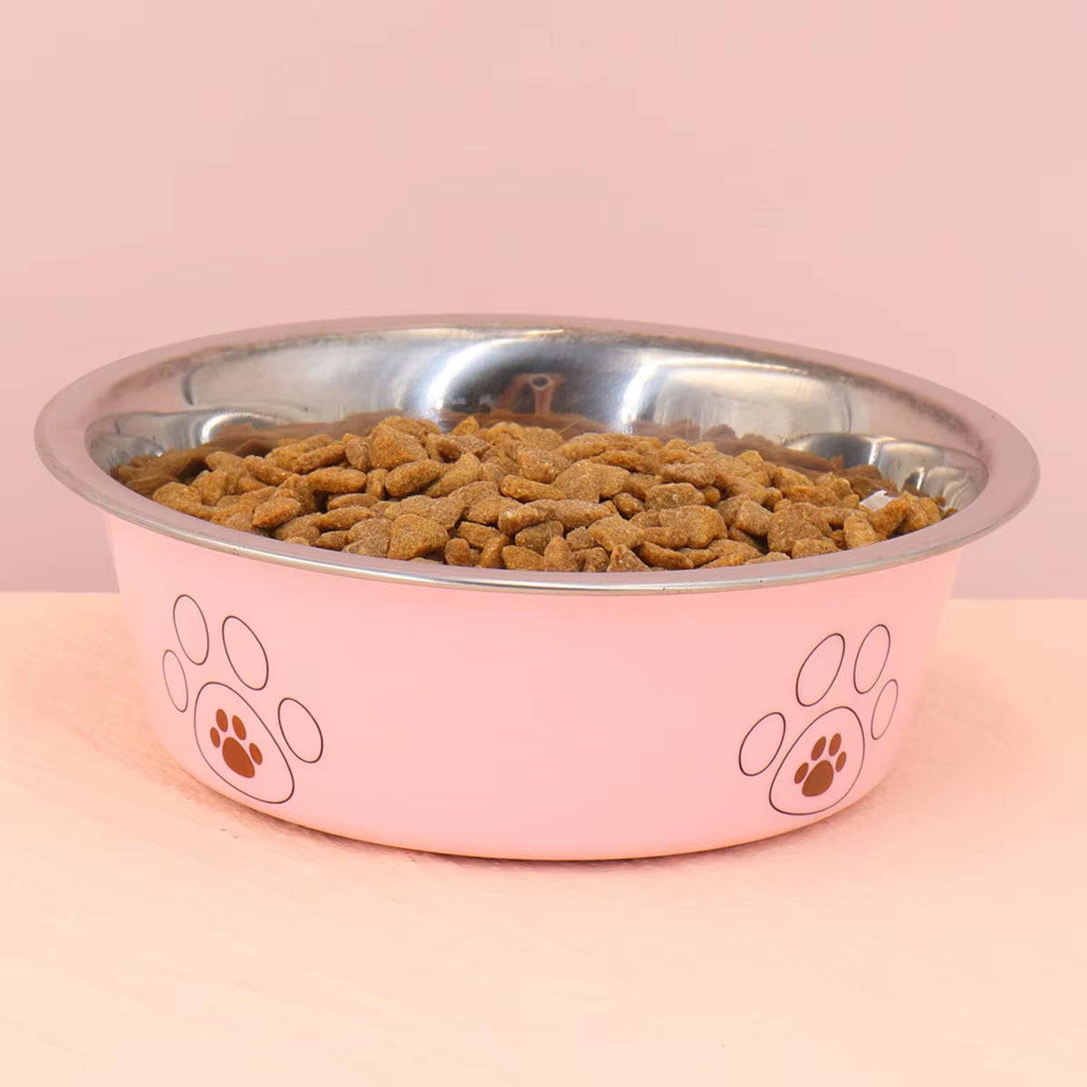 A Pet Stainless Steel Cat and Dog Bowl Is Non Slip and Easy to Clean Indoors