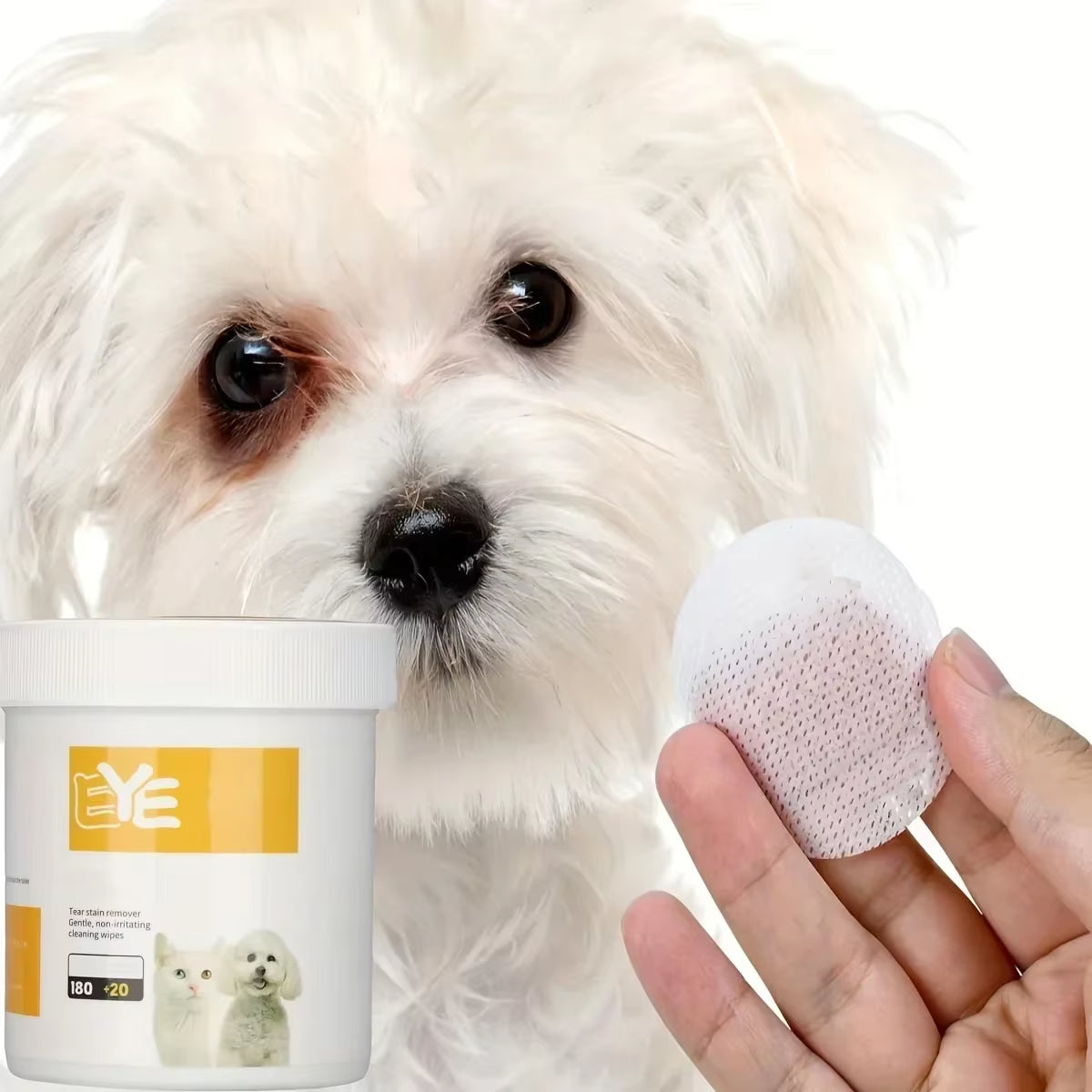 200Pcs Pet Eye Cleaning Wipes, Gentle Tear Stain Remover Wipes for Dogs and Cats, Pet Eye Wash Pads Pet Towel Pet Wipes