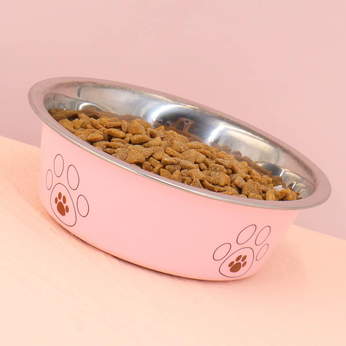 A Pet Stainless Steel Cat and Dog Bowl Is Non Slip and Easy to Clean Indoors
