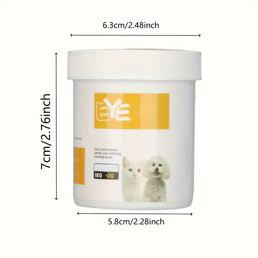 200Pcs Pet Eye Cleaning Wipes, Gentle Tear Stain Remover Wipes for Dogs and Cats, Pet Eye Wash Pads Pet Towel Pet Wipes
