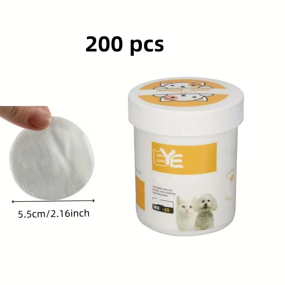 200Pcs Pet Eye Cleaning Wipes, Gentle Tear Stain Remover Wipes for Dogs and Cats, Pet Eye Wash Pads Pet Towel Pet Wipes